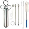 Stgbcst 304 siringa per spezie in acciaio inox, set di siringhe per arrosti, siringa per arrosti, siringa per arrosti, siringa per marinatura con 3 aghi, siringa per spezie da 60 ml (set 2)