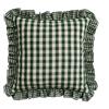 Generico Federa Cuscino a Quadretti Gingham con Volant, Multicolore, Stile Country Romantico, Decorativo per Divano e Letto, Tessuto Cotone, disponibile in varie misure (Verde Scuro, 40x40cm)