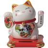 HONGCHAI GATTO SOLARE DI BUONA FORTUNA in ceramica da 4,5 pollici con braccio ondeggiante (10,5 cm) MANNEKI NEKO