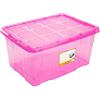 Acan Scatole portaoggetti robuste - 60 L rosa, senza ruote, con clip, in plastica, capacità 6E+1 litri, stile senza ruote, unitario, rettangolare
