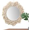 Janurium Specchio da parete in macramè - Specchio sospeso Boho in corda intrecciata, specchio Boho rotondo decorativo | specchio da parete sospeso Art Decor per appartamento, soggiorno, camera da letto