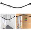 Strength Enemy Asta Per Tenda Da Doccia A Forma Di L, 75-105×115-175 cm, Bastone Tenda Doccia Con 18 Anelli, Nero Opaco, Regolabile Tenda Doccia Angolare In Acciaio Inox 304, Senza Supporto A Soffitto, Per Bagno