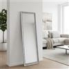 MO.WA. Specchio da Parete lunga moderna cm 43x138, specchio argento, made in Italy, cornice in legno argentato, per ingresso camera da letto bagno