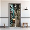 Generic Murale 3D Autoadesivo per Porta Libreria, Adesivi per Porta Libreria Contemporanea Arte Murale Rimovibile, Decalcomanie per Porta Carta da Parati PVC, per Decorazione Ufficio Bagno Camera da Letto