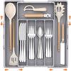 Lifewit Portaposate per cassetti, 4-7 scomparti, regolabile in entrambe le direzioni, organizer da cucina, organizer per posate in plastica, larghezza 22,6-36,2 cm, vassoio per