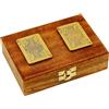 NKlaus Scatola per carte da gioco in legno, ottone, 5 cm, doppio mango, 1 pezzo