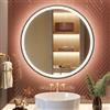 GANPE Specchio con sensore a LED, rotondo, a induzione del corpo umano, illuminato, dimmerabile, anti appannamento, impermeabile IP44, specchio da parete (Specchio Rotondo Con Cornice, 90_x_90_cm)
