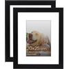 Americanflat Cornice 20x25 cm Nera - Set di 2 Cornici Foto 13x18 cm con Passepartout o 25x20 cm senza Passepartout - Portafoto con Vetro Antiurto e Cavalletto - Cornici da Parete e da Tavolo