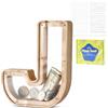 DBPBToU Salvadanaio Personalizzato, Lettre Salvadanaio in Legno Trasparente, Salvadanaio Apribile per Bambini, Salvadanaio Grande Creativo per Regalo di Compleanno/Decorazione Domestica/Ricordo (J)
