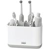 Joseph Joseph EasyStore- Porta Spazzolino, Dentifricio e Filo Interdentale, Compatibile con Spazzolini Elettrici e Tradizionali, 6 Scomparti, Contenitore da Bagno Smontabile- Grande, Grigio/Bianco