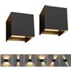 LINKE Lampada da Parete LED Interni/Esterni 2 Pezzi Impermeabile IP65 12W 1000LM 3000K Bianco Caldo Angolo del Fascio Regolabile 0-120° Alluminio Applique da Parete per Giardino Terrazzo Ingresso