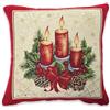Vionara Home Cuscino Decorativo Natalizio in tessuto Gobelin Piazzato, Cuscino con motivo Natale, Imbottitura siliconata inclusa, 42 x 42 cm, 100% Made in Italy (Candela, Cuscino 42 x 42 cm)