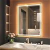 GANPE Specchio con sensore a LED, specchio a induzione a forma di onda a mano, con blutooth, dimmerabile e anti appannamento, IP44, impermeabile, da parete (70_x_90_cm)