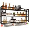 XYLDGPTL Portabottiglie con Luce Porta Bottiglie di Vino da Parete con Portabicchieri Scaffale da Parete con Porta Bicchieri Sospesi Mensole Cucina Porta Vini Angolo Bar per Casa Sala da Pranzo Bar(Black,150*2