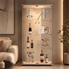 BRILVERDE Vetrina con Ripiani in Vetro, con Luci LED, Doppia Anta con Serratura, Mobile Vetrina per Collezioni, Libri, Vini, Ufficio e Soggiorno (4 Bianco LED, 164 x 80,5 x 36,5 cm)