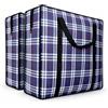 Adalex Global Sacchetti jumbo extra large da 82 l, 190 g/m², per organizzare, resistenti, con cerniere per vestiti, biancheria da letto, resistenti con manici rinforzati, 2 pezzi, blu navy