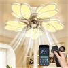Dibaful Ventilatore da soffitto a LED da 75W con lampada da soffitto | Ventilatori app e telecomando a 6 velocità | Lampada dimmerabile timer per camera da letto soggiorno sala da pranzo