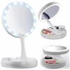 RESAES Resistant and aesthetic Specchio cosmetico con luce LED e organizer per il trucco con doppio lato e ingrandimento 10x, per trucco illuminato, rasatura e cura della persona, specchio da bagno e scrivania portatile (ABS)