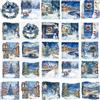 WANDIC 5 fogli di adesivi trasferibili con scena notturna di Natale, alberi di Natale, finestre, ghirlande, album di ritagli, città fiabesche, tazze, decalcomanie per mobili, 10 x 30 cm