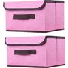 NCRGB Scatole Portaoggetti in Tessuto,Scatole Portaoggetti Scatole per Armadio con Coperchio Set,Pieghevole,Contenitore per Armadio,Vestiti,Armadi (26×19×16cm/2pack, Rosa)