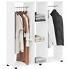 HOMCOM Stand Appendiabiti con 6 Ruote, Appendiabiti da Terra con 5 Ripiani e 2 Aste per Vestiti, Guardaroba Porta Abiti in Legno e Alluminio, per Camera da Letto Soggiorno Corridoio Ingresso, Bianco