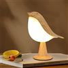 DULRLLY Comodino Touch Control Lampada da Tavolo Lampade Aromatiche Lampada da Comodino a LED a Forma di Uccello Carino con Porta di Ricarica USB Dimmerabile a 3 Vie Luce Notturna Creativa Lampada da(Legna)