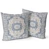 Snylcce Set di 2 federe per cuscini bohémien, design blu chiaro Monaco e persiano, motivo double-face, morbide federe per cuscini da giardino, divano, letto, 45,7 x 45,7 cm