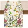 LQTSLFM Runner Tavola Estivo 33 × 183cm Runner Tavola Fiori Farfalle Colibrì Lavabile Runner Fiorato Estate per Sala da Pranzo Cucina Festa Interni Esterni