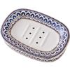 ohihuw Portasapone autodrenante, vassoio per sapone a doppio strato, portasapone in ceramica bianca con motivi eleganti (stile C)