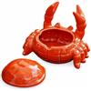 Lajiakoy Posacenere con coperchio in ceramica a forma di granchio, antivento, per interni ed esterni, posacenere da tavolo dal design decorativo