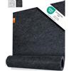 Miqio Runner da Tavola di Design in Feltro Grigio, Lavabile, Eco-Sostenibile, Etichetta in Vera Pelle, Stile Scandinavo, 150 x 40 cm