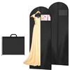 AMFUN 2 Pezzi Borsa Porta Abiti Con Cerniera, Porta Abiti Lungo, Borsa Dell'abbigliamento da Sposa, Sacca Porta Abiti per Abiti Lunghi da Viaggio per Guardaroba e Viaggio, 180×60 cm (Nero)