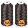 New brothread Set di 2 Poliestere Filo di Ricamo Macchina Grande Bobina 5000M per Tutte Le Macchine da Ricamo - Dark Brown