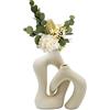 YTACREA Vaso in Ceramica beige, Vasi Decorativi Interno Moderni Per erba Pampa, Fiori freschi, Fiori Secchi, Vaso Fiori Bohémien Tavoli Pranzo, Soggiorni, Camere Letto