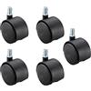 Dapxer 1 Set di 5 Rotelle Sostitutive per Sedie da Ufficio,Ruote Girevoli per Sedie/Tavolo,rotelle Pivotanti con Freno,rotelle Doppie Nere per Pavimenti Duri,con Bulloni M8/m10,M10-5nobrakes
