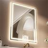 GANPE Specchio con sensore a LED, specchio a induzione a forma di onda a mano, con blutooth, dimmerabile e anti appannamento, IP44, impermeabile, da parete (60_x_80_cm)
