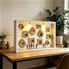 HBSFBH DIY Mini Museum Silhouette Box, Shadow Box Frame Kit with 11 Gold Mini Frames & 8 Figurines, Mini Cornice Museo Personalizzata con luce a LED per anniversario, matrimonio, decorazione della casa
