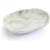 Vauki Portasapone in ceramica, 12,5 x 8,3 x 2,2 cm, antiscivolo, ovale, in marmo, portasapone, portasapone, per bagno, doccia e cucina (verde)