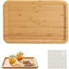 ZRUEWOT Vassoio Legno, Vassoio in Legno, Vassoio Bambù, Vassoio Bagno - Vassoio da Portata Rettangolare 30x20cm con 25 Gommini Silicone per Cucina, Caffè, Tè e Cosmetici