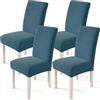 YSTELLAA Coprisedie Con Schienale 4 Pezzi, Elasticizzato Copri Sedie Soggiorno Cucina, Fodere Coprisedie Universale per Sala da Pranzo, Moderno Coprisedia Lavabile Estraibile, Blu Pavone