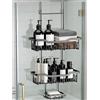 JOLY FANG Mensola Doccia da Appendere, Porta Shampoo Doccia da Appendere con Supporto per il Sapone, per Porta Bagno in Vetro, Organizer da bagno (Nero)