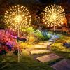 BBLTIFF Luci Solari da Giardino, 2 Pezzi 120 LED Luci da Esterno Giardino Solari con 8 Modalità, IP65 Impermeabie Solare Fuochi D'artificio per Decorare Patii, Prati e Terrazze (Bianco Caldo)