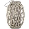 ECD Germany Lanterna Decorativa con Manico 40 x Ø 26 cm Legno Naturale Grigio/Marrone con Vimini Portacandele Rustica con Inserto in Vetro retrò da Giardino Terazza o Balcone per Interno o Esterno