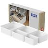 Rotho WOP Organizer Cassetti 5 Pezzi XS-XL, Organizer per Cassetti e Contenitori per Cassetti Impilabili in Plastica Riciclata, per Armadio, Comò, Fasciatoio, Biancheria e Accessori, Bianco