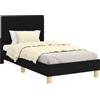 vidaXL Struttura Letto Bambini con Testata Nero 80 x 160 cm Tessuto, Mobili per Camera da Letto, Letto Moderno, Spazio per Dormire Funzionale, testiera innovativa e Resistente