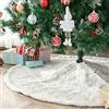 Deggodech 90 cm Gonna Albero di Natale Bianco Peluche Copripiede di Abete Faux Pelliccia Bianca Gonna di Albero di Natale con Fiocchi di Neve Argento Gonna di Alberi di Natale Decorazione per Festa di