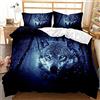 TULTOAP Parure da letto con lupo 3D, 135 x 200 cm, copripiumino e federa, per bambini e ragazze, decorazione della camera da letto