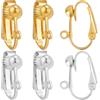 Beebeecraft 1 Scatola 36 Pezzi 18K Placcato Oro 925 Sterling Silver Clip Orecchini Connettori Intercambiabili Non Forato Clip su Orecchini Componenti con Anello Aperto per Creazione Gioielli Fai da