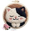 Generico Kit Punch Needle Per Principianti - Set Di Ricamo Interattivo A Tema Gatto | Set Punch Needle Per Adulti | Per Dallo Stress Genitore-Figlio Amanti Lavori Manuali Bambini