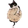 perfk Orologio da Parete a Forma di Gatto, con Pendolo Silenzioso, Decorativo, con Coda oscillante, per Ufficio, Soggiorno e Arredamento per la casa, Nero Bianco